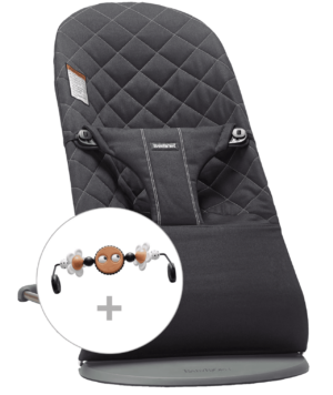 BABYBJÖRN šūpuļkrēsls BLISS Cotton Classic Quilt, black + rotaļlieta, 606130