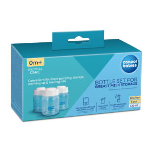 CANPOL BABIES pudelīšu komplekts mātes piena uzglabāšanai 3x120ml, 0M+, 35/235