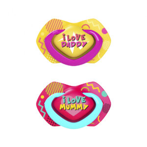 CANPOL BABIES silikona māneklītis, simetrisks NEON LOVE, 6-18m, 2 gab, 22/653_pin