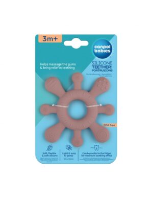 CANPOL BABIES silikona zobu griezējs ar izvirzījumiem, 3m+, rozā, STARFISH, 80/307