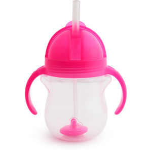 MUNCHKIN pudelīte ar salmiņu, 207ml, 6m+, pink, 90123