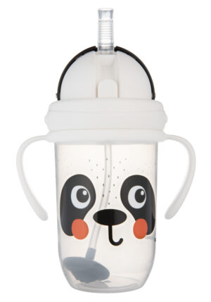 CANPOL BABIES nesamērīgs dzeramais trauks ar salmiņu BABIESBOO PANDA, 270 ml, 56/617_whi