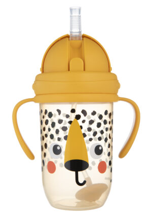 CANPOL BABIES nesamērīgs dzeramais trauks ar salmiņu BABIESBOO CHEETAH, 270 ml, 56/617_ora