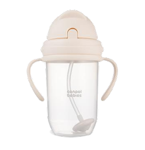 CANPOL BABIES neizlejamā pudele ar salmiņu, 270 ml, crème, 56/623_cre