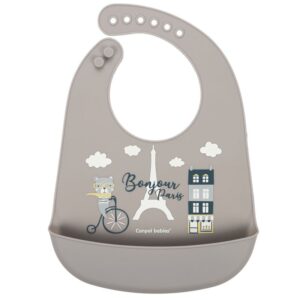 CANPOL BABIES silikona lacīte ar kabatu BONJOUR PARIS, navy beige, 74/027_bei