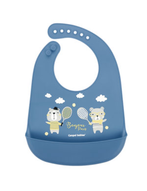CANPOL BABIES silikona lacīte ar kabatu BONJOUR PARIS, navy blue, 74/027_blu