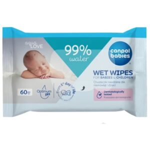 CANPOL BABIES mitrās salvetes zīdaiņiem un bērniem, 99% ūdens, 60 gab., 14/200