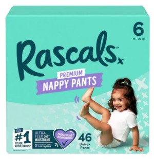 RASCALS autiņbiksītes-biksītes, 6 izmērs, 15-20 kg., 46 gab., 93437