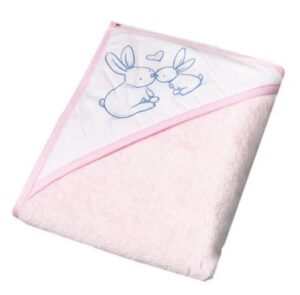 TEGA dvielis ar kapuci BUNNY, 100×100 cm., Powder pink, KR-008