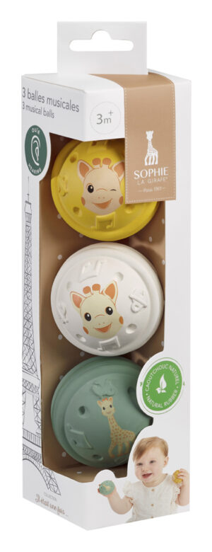 VULLI Sophie la girafe 3 mūzikas bumbas – dzirde, 3m+, 010504